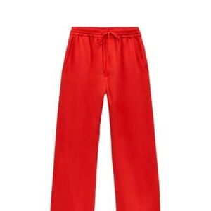 ZARA Red High Waisted Casual Pants. Size Small NWT